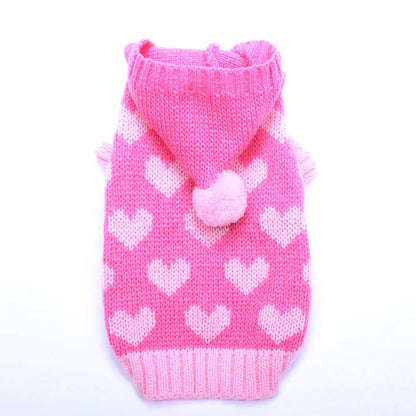 Pull Pour Chien en Maille Motif Cœur