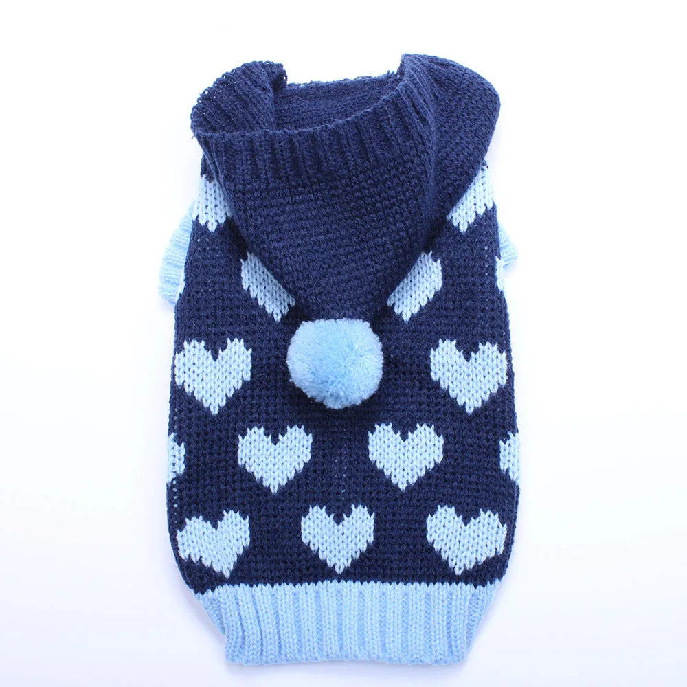 Pull Pour Chien en Maille Motif Cœur
