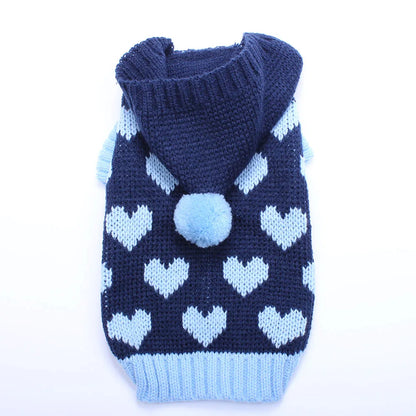Pull Pour Chien en Maille Motif Cœur