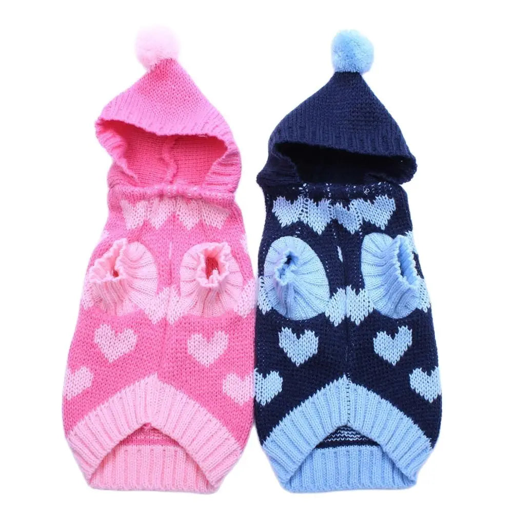 Pull Pour Chien en Maille Motif Cœur