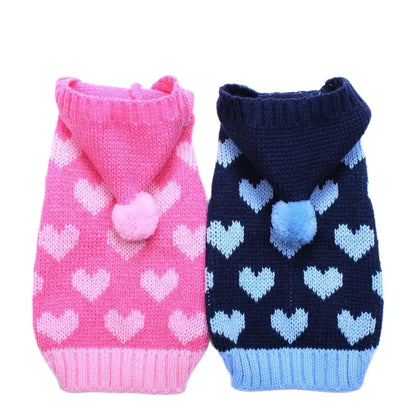 Pull Pour Chien en Maille Motif Cœur