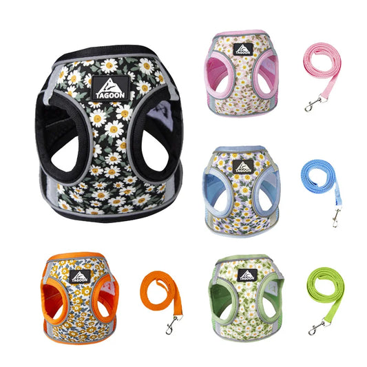 Harnais en maille imprimé fleur pour chien