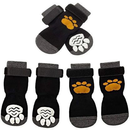 Chaussettes réglables à motif pattes pour chien