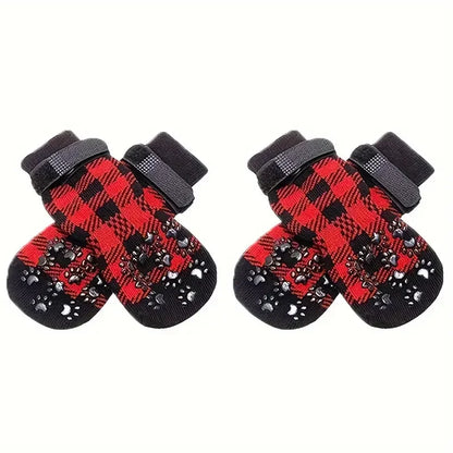 Chaussettes à carreaux rouges pour chien