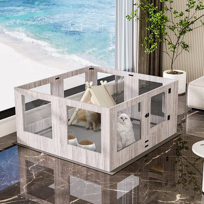 Parc intérieur en verre pour chien