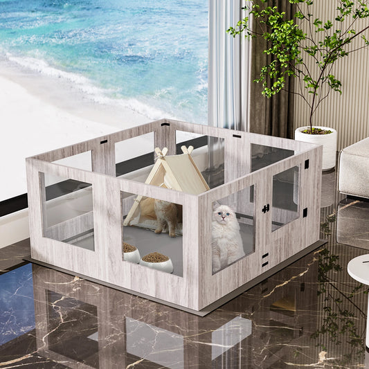 Parc intérieur en verre pour chien