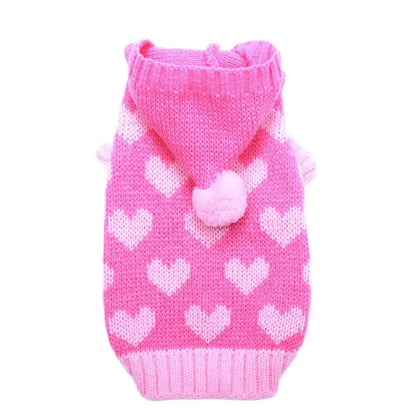 Pull Pour Chien en Maille Motif Cœur