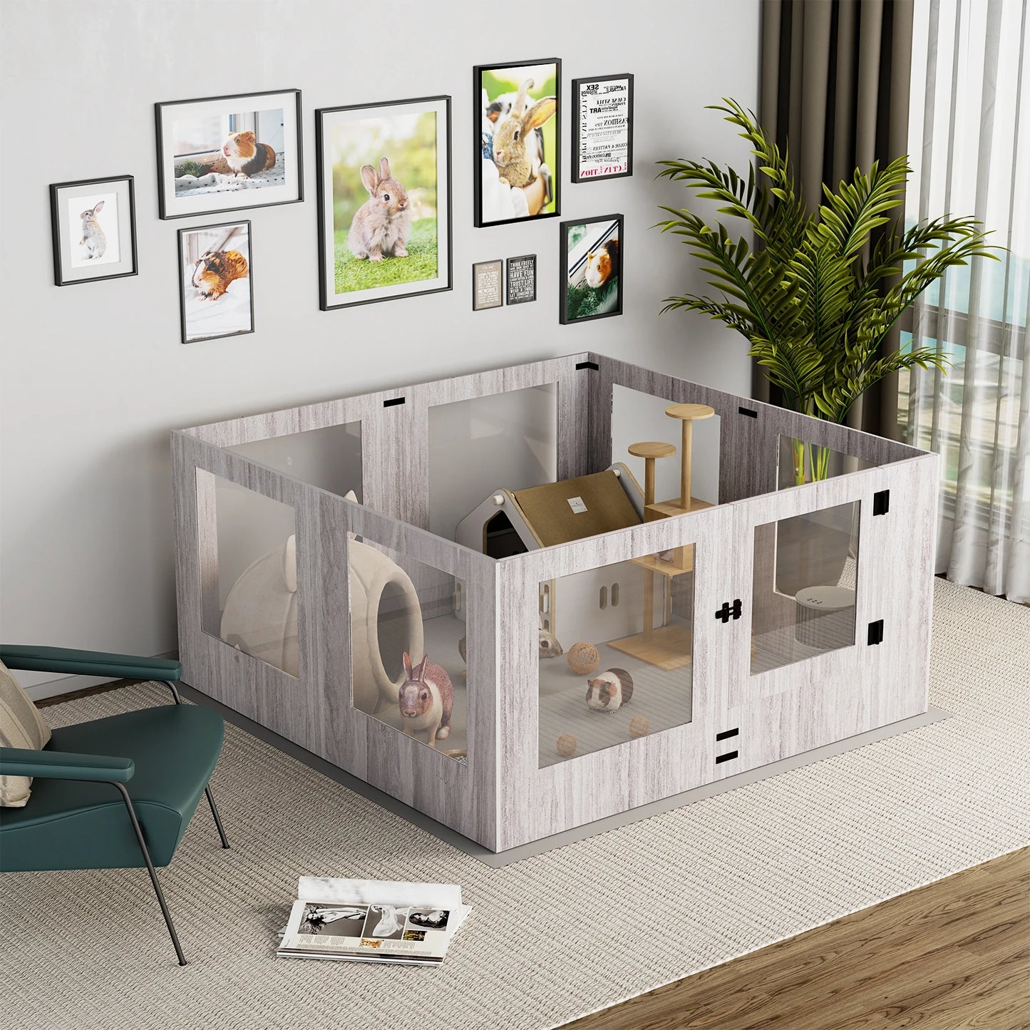 Parc intérieur en verre pour chien