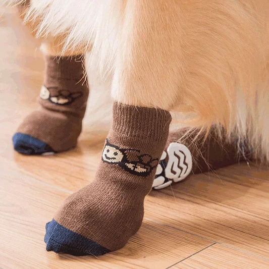Chaussettes marron à motif abeille pour chien