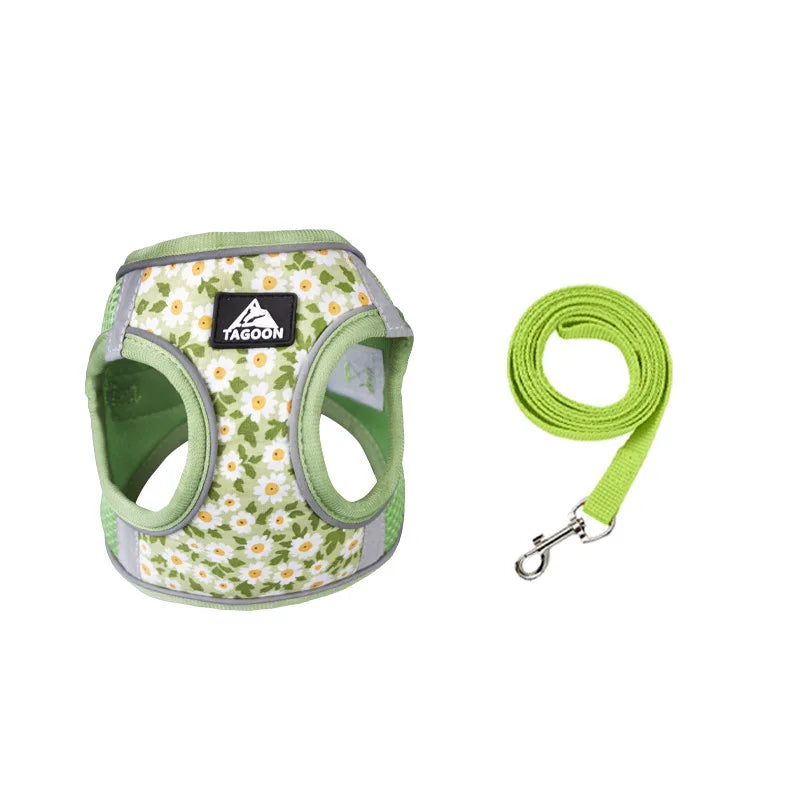 Harnais en maille imprimé fleur pour chien