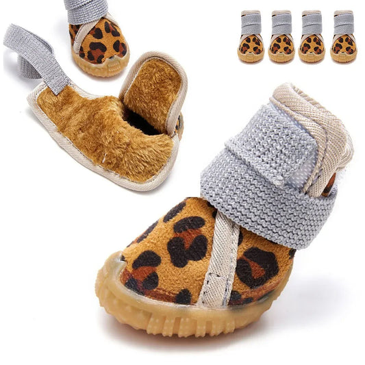 Chaussures doublées motif léopard pour chien
