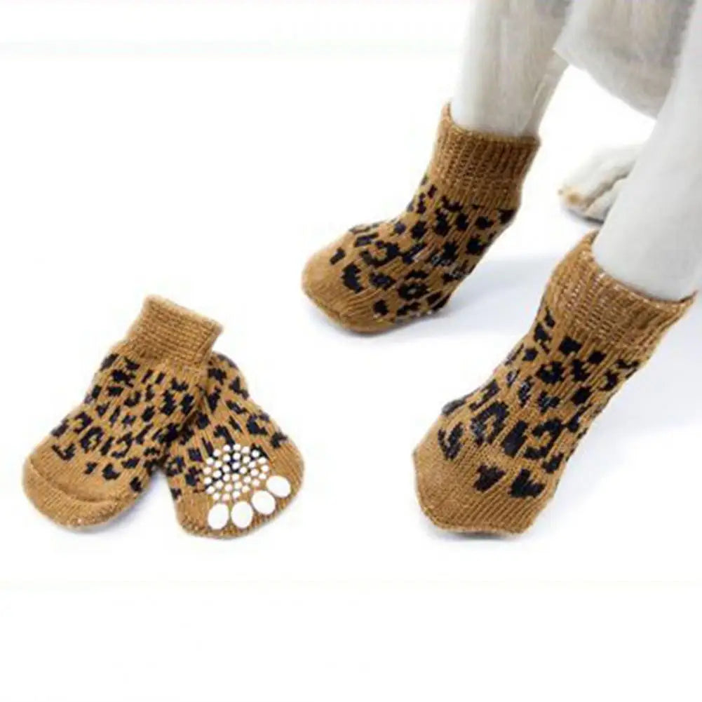 Chaussettes douces imprimé léopard