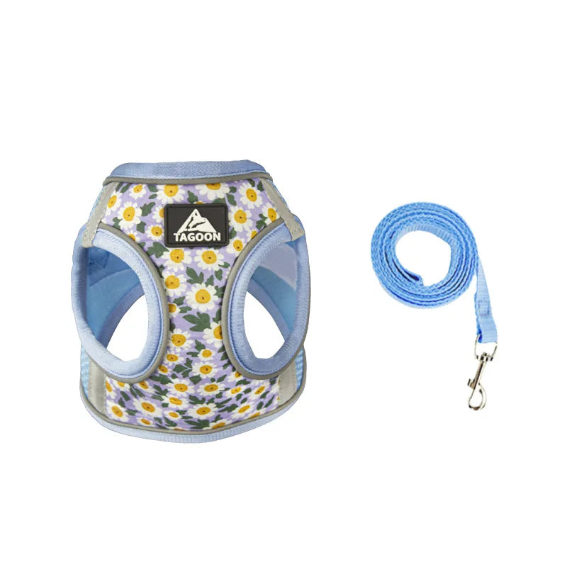 Harnais en maille imprimé fleur pour chien