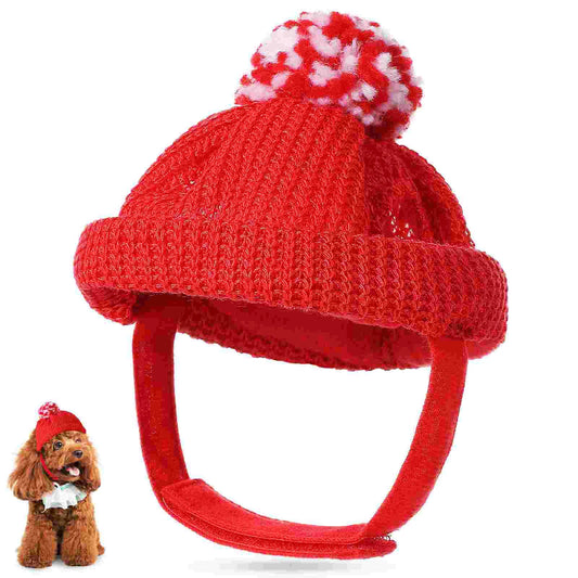 Bonnet Pour Chien en Laine Rouge