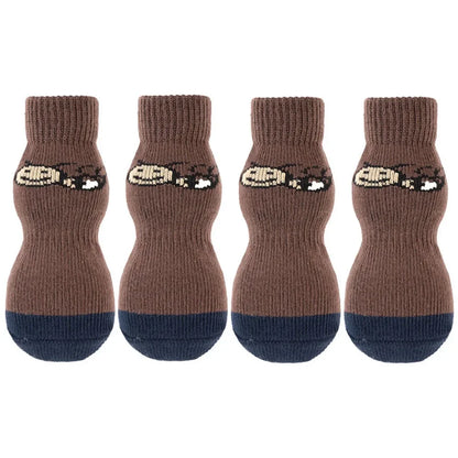 Chaussettes marron à motif abeille pour chien