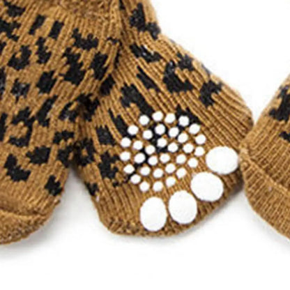 Chaussettes douces imprimé léopard