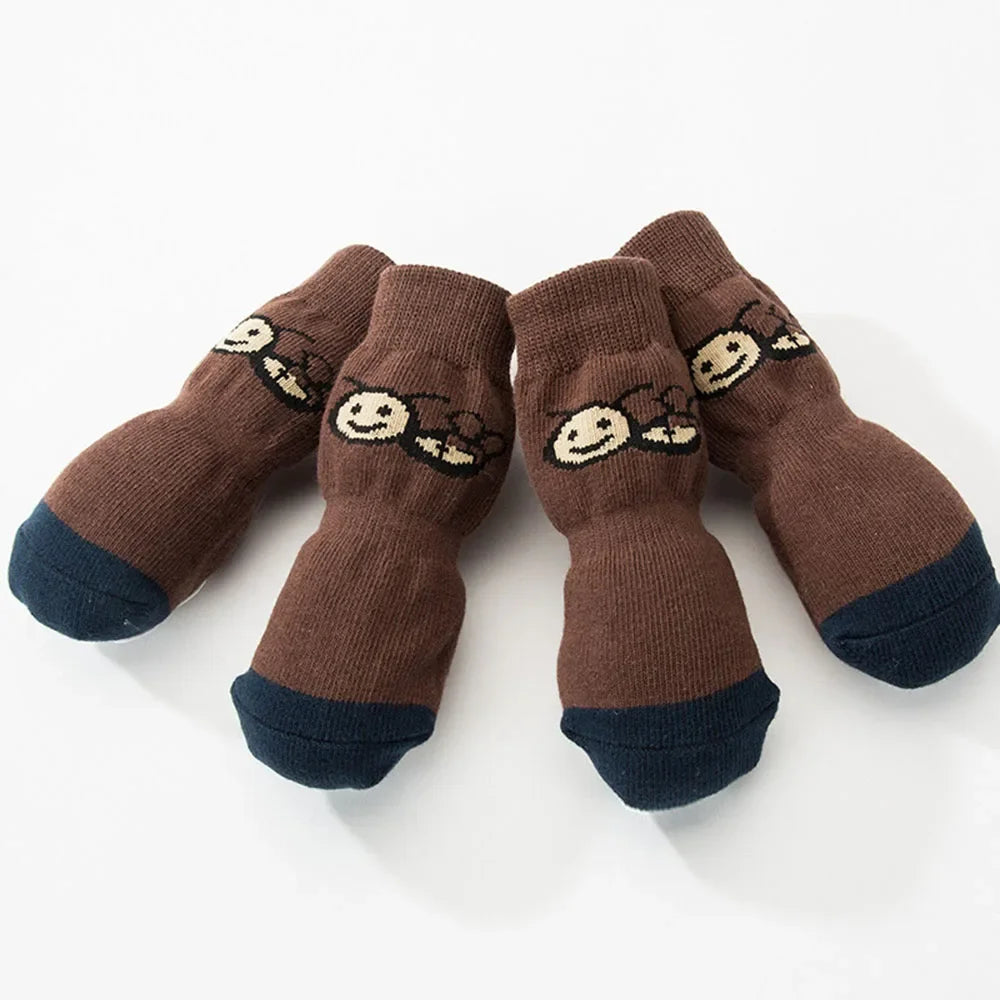 Chaussettes marron à motif abeille pour chien