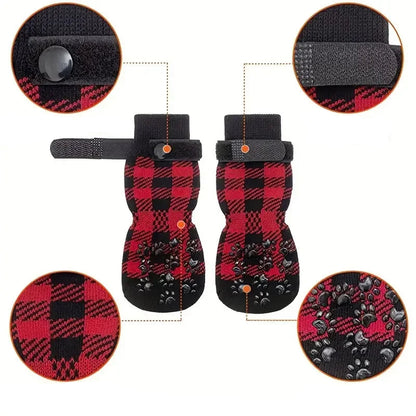 Chaussettes à carreaux rouges pour chien