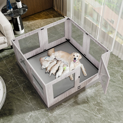 Parc intérieur en verre pour chien