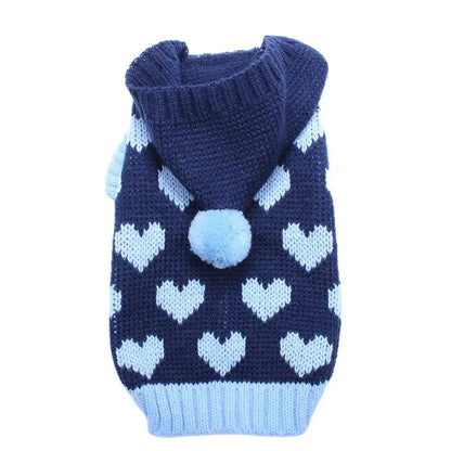 Pull Pour Chien en Maille Motif Cœur