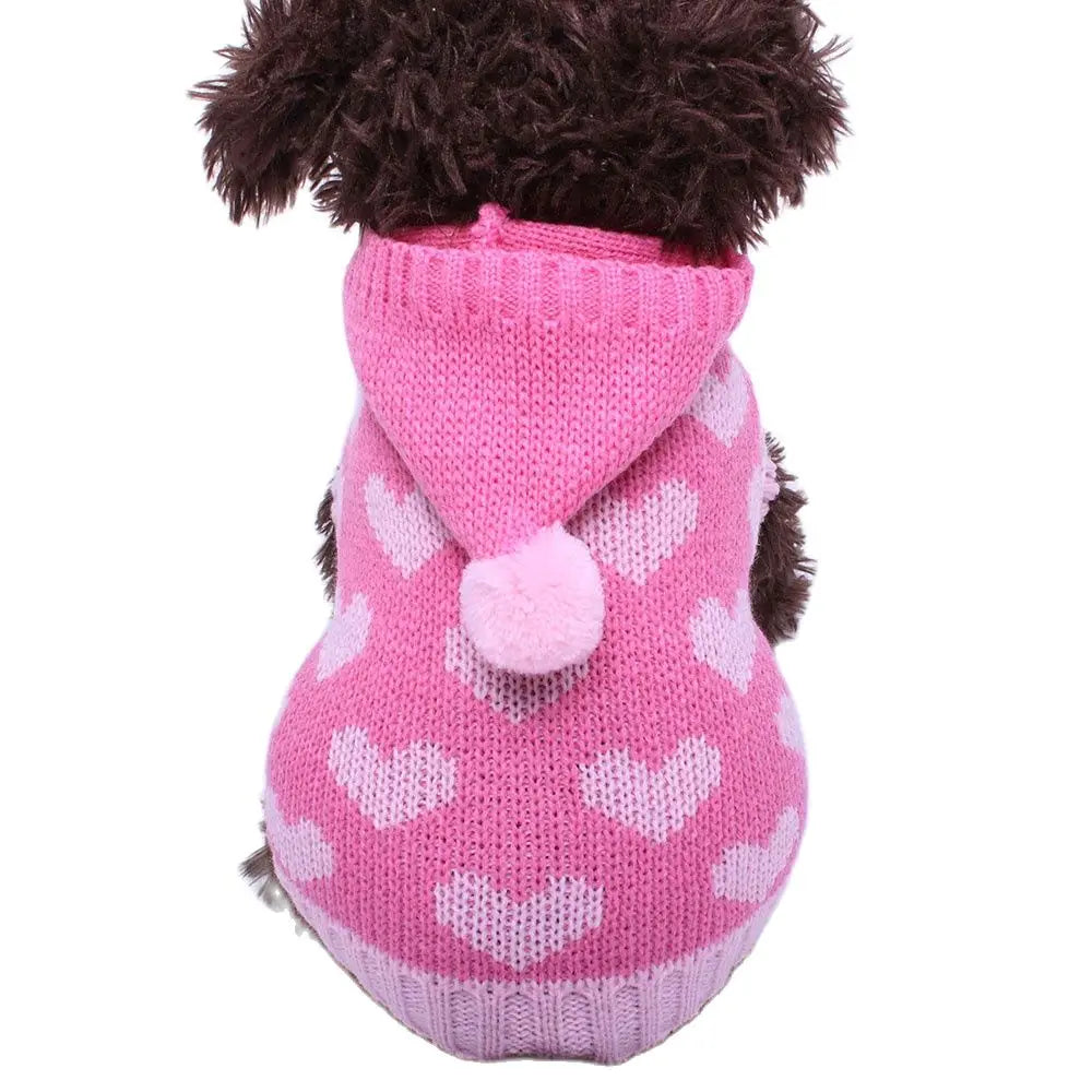 Pull Pour Chien en Maille Motif Cœur
