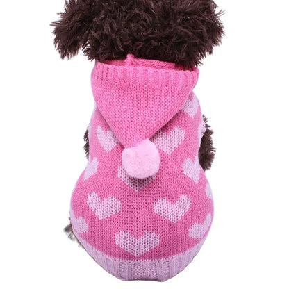 Pull Pour Chien en Maille Motif Cœur